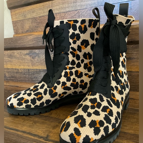 Kate Spade Leopard Print Knit Boots 7.5 - Picture 8 of 12